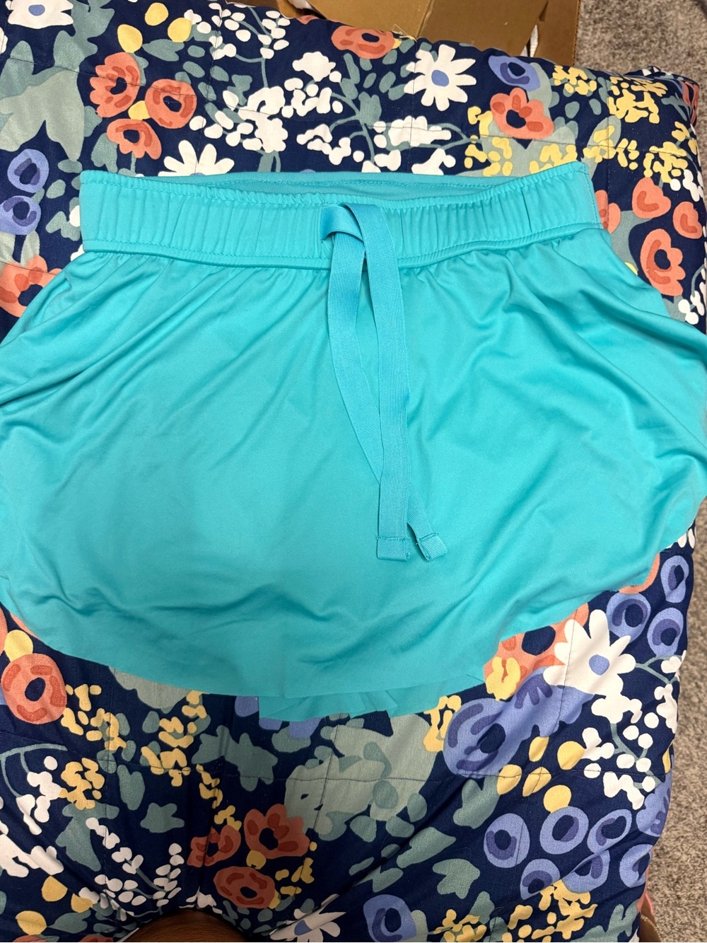 Turquoise Active Skort with Drawstring Waist